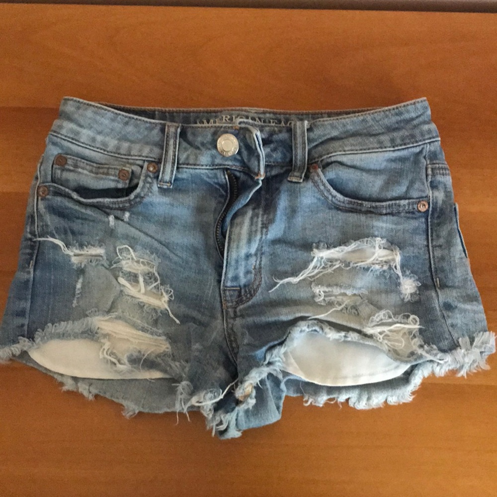 Ripped jean shorts